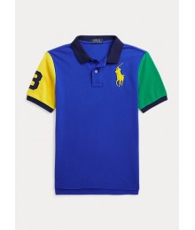 Polo Ralph Lauren Blue Saphire With Green And Yellow Arms Big Pony Polo Shirt 